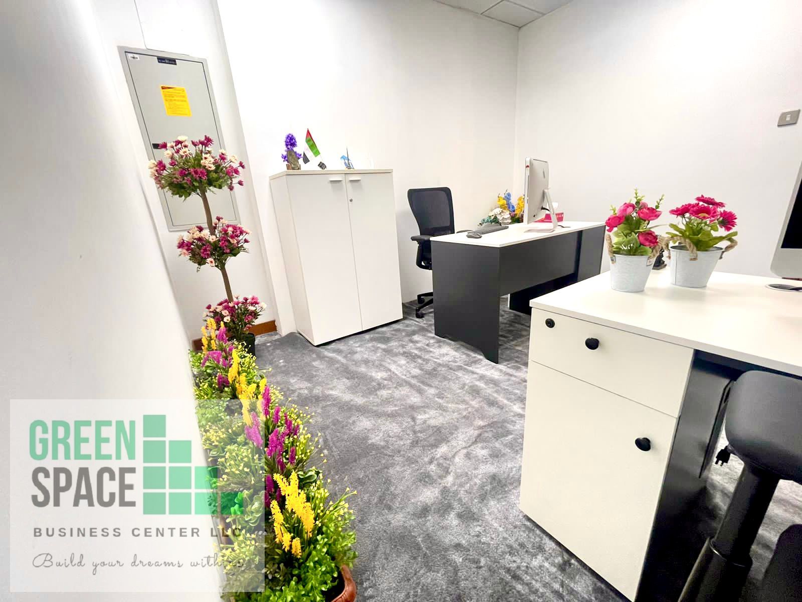 Fully furnished office with DEWA, high-speed WiFi, and an elegant conference room, designed for productivity and success.