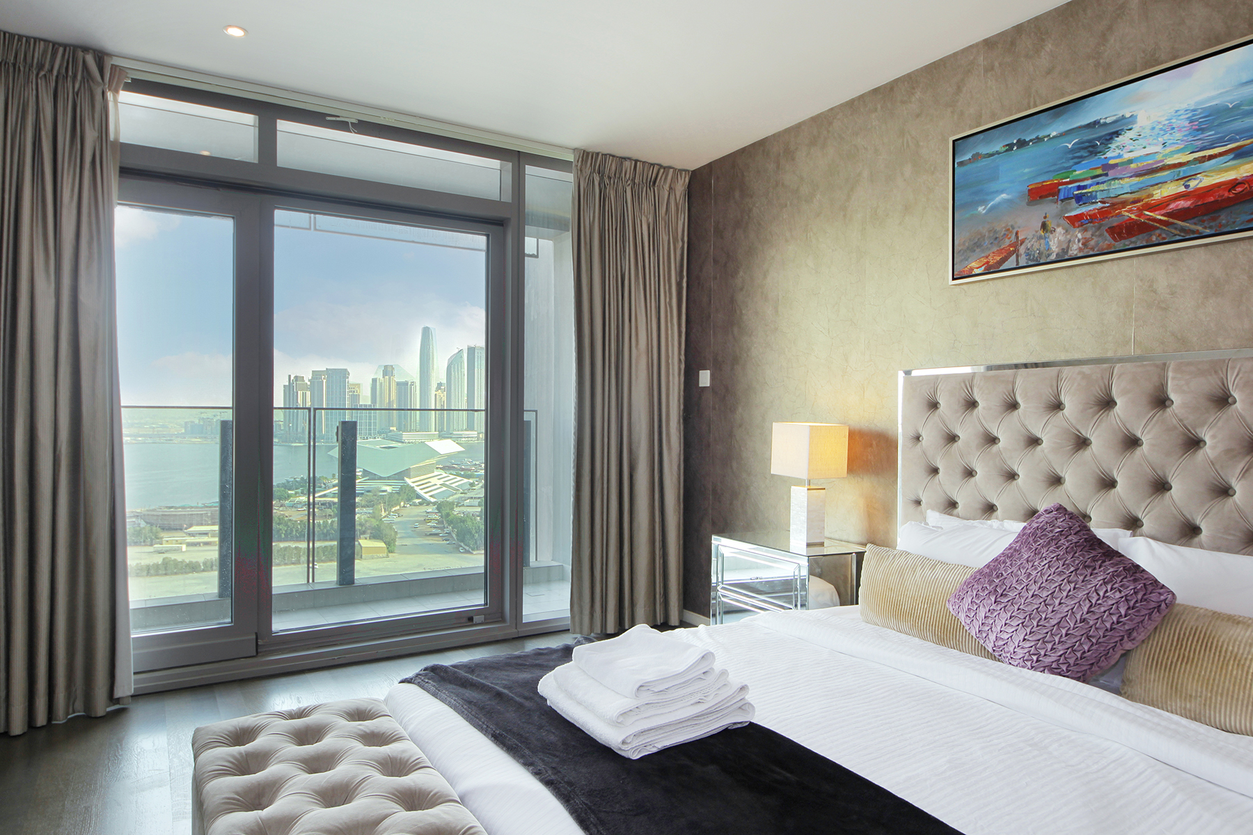 **"Luxurious 1-Bedroom with Stunning Waterfront & Skyline Views"**