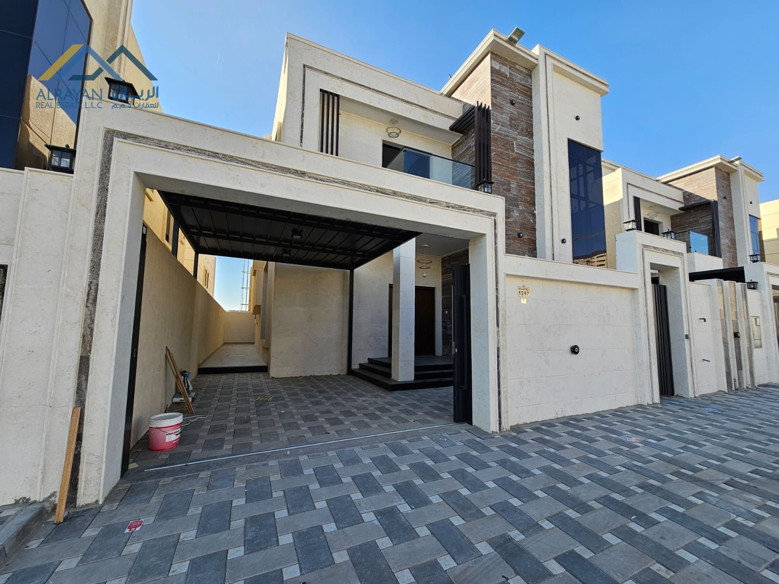 ## Villa for sale in Al-Amerah area, modern design, 5 master rooms