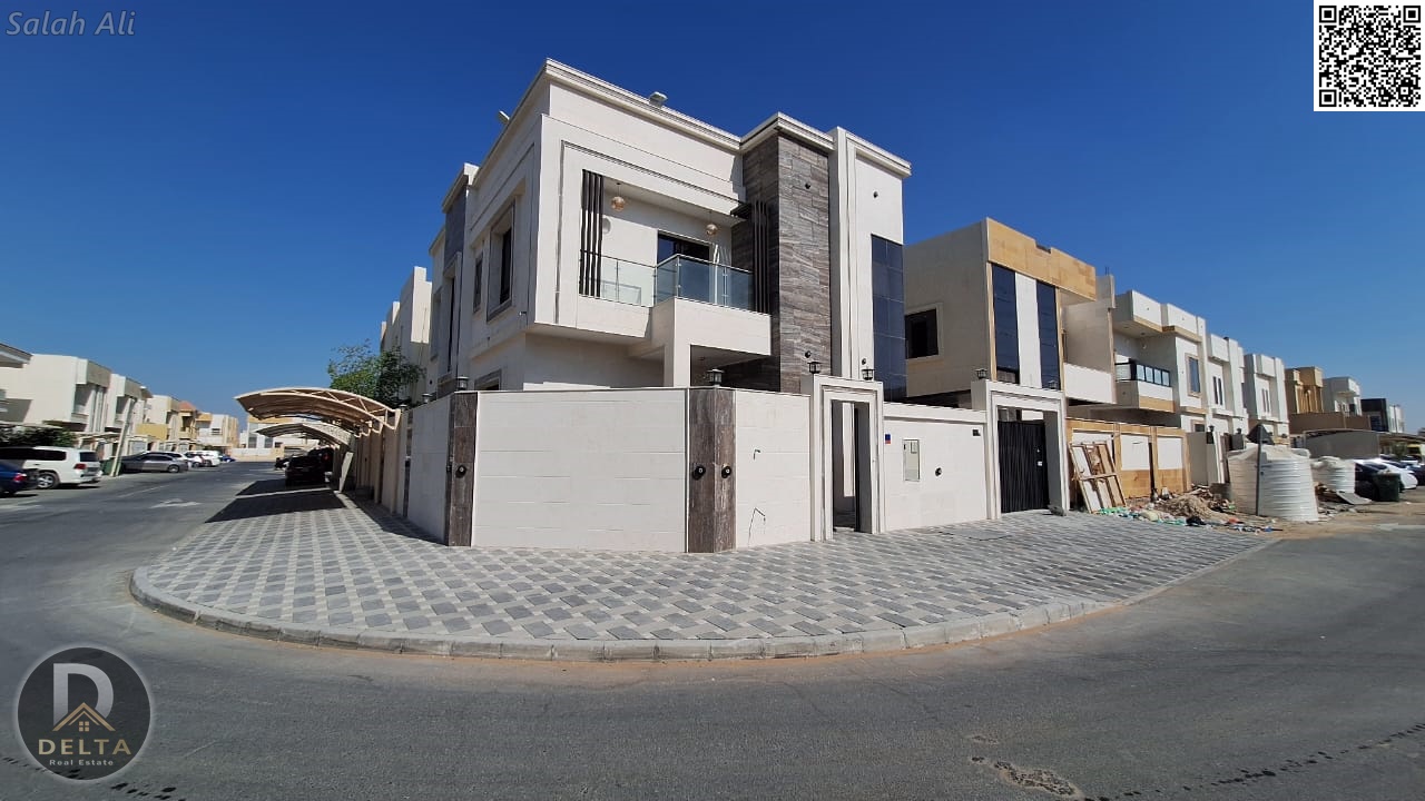 For sale, a corner villa, 5 super deluxe corner rooms, ground and first floor, for sale in Al Yasmeen, Ajman, opposite Al Rahmaniya, Sharjah