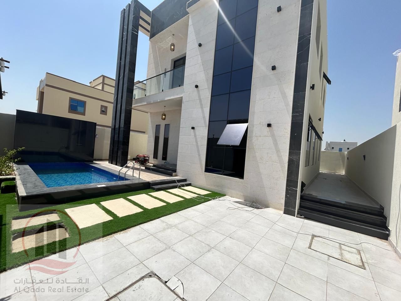 For sale, a villa in Ajman Al Helio , 4 master rooms, a Majles room, a hall, pool , maid room, freehold for all nationalities, Installment with out