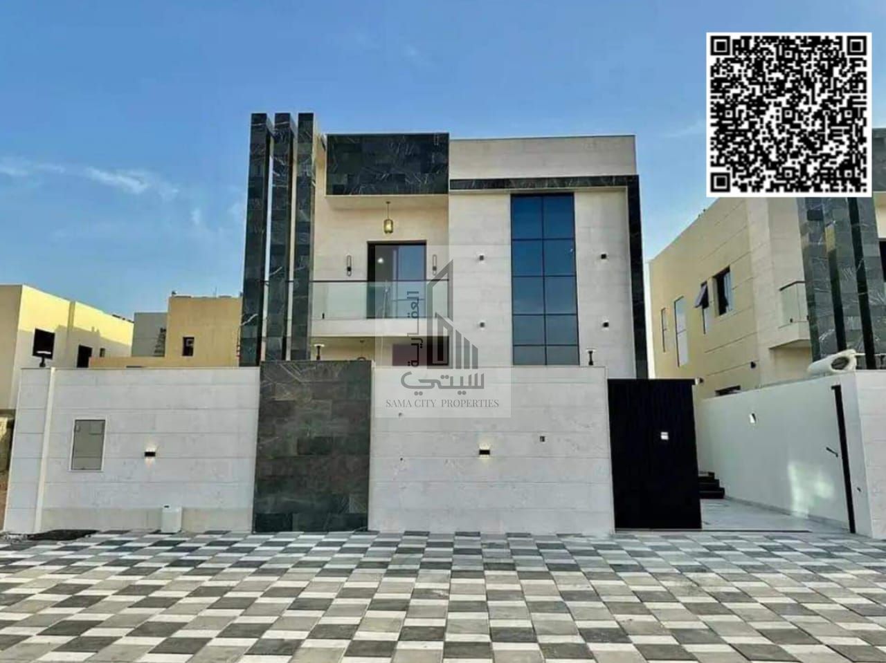 Villa for sale in Ajman, including registration fees for the villa, 25 years, with a modern design and personal finishing, in a distinguished location