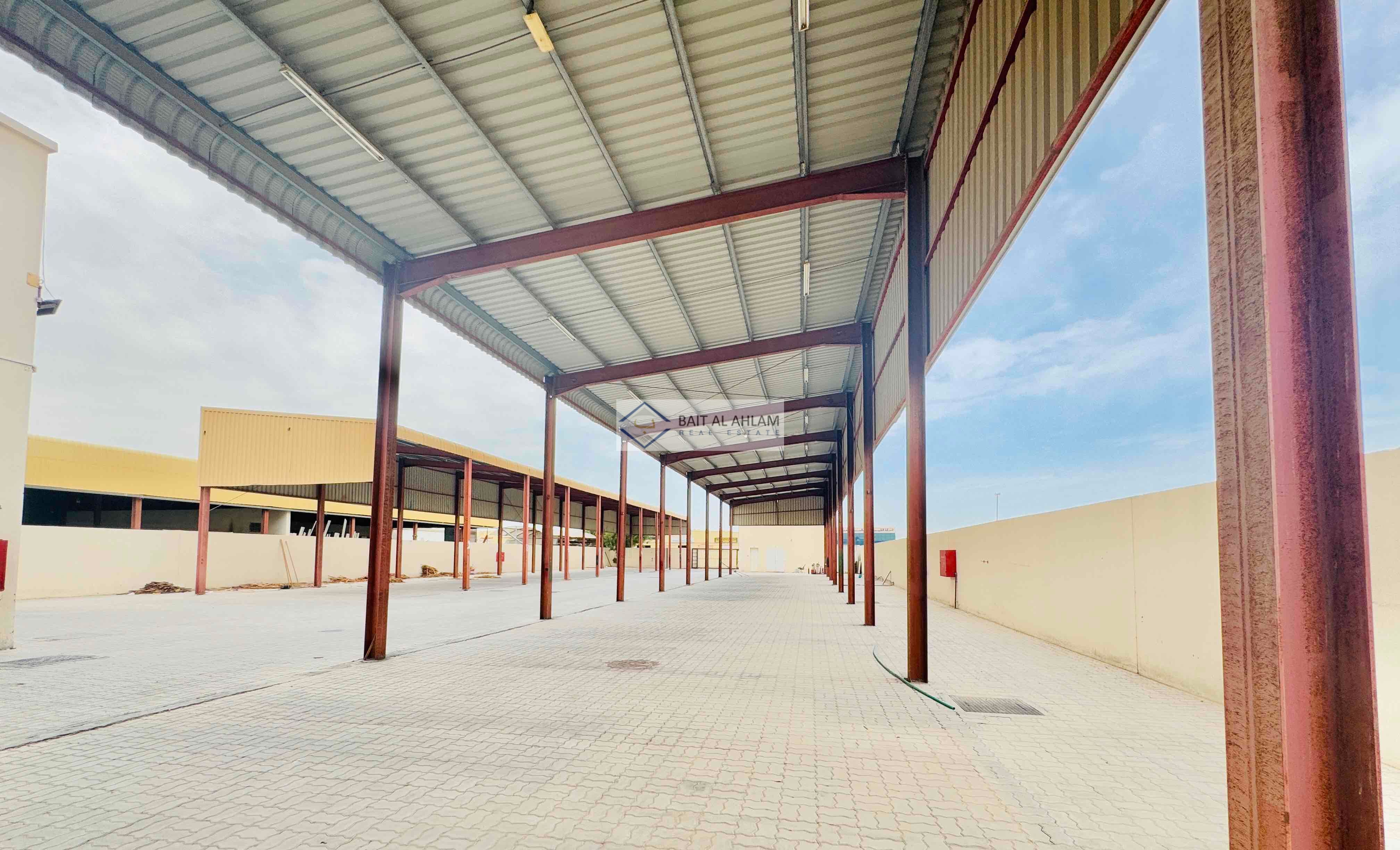 185 kv Electricity power/ 21,000 sqft open shed+ yard + Labour camp for rent in emirates industrial area,Sharjah