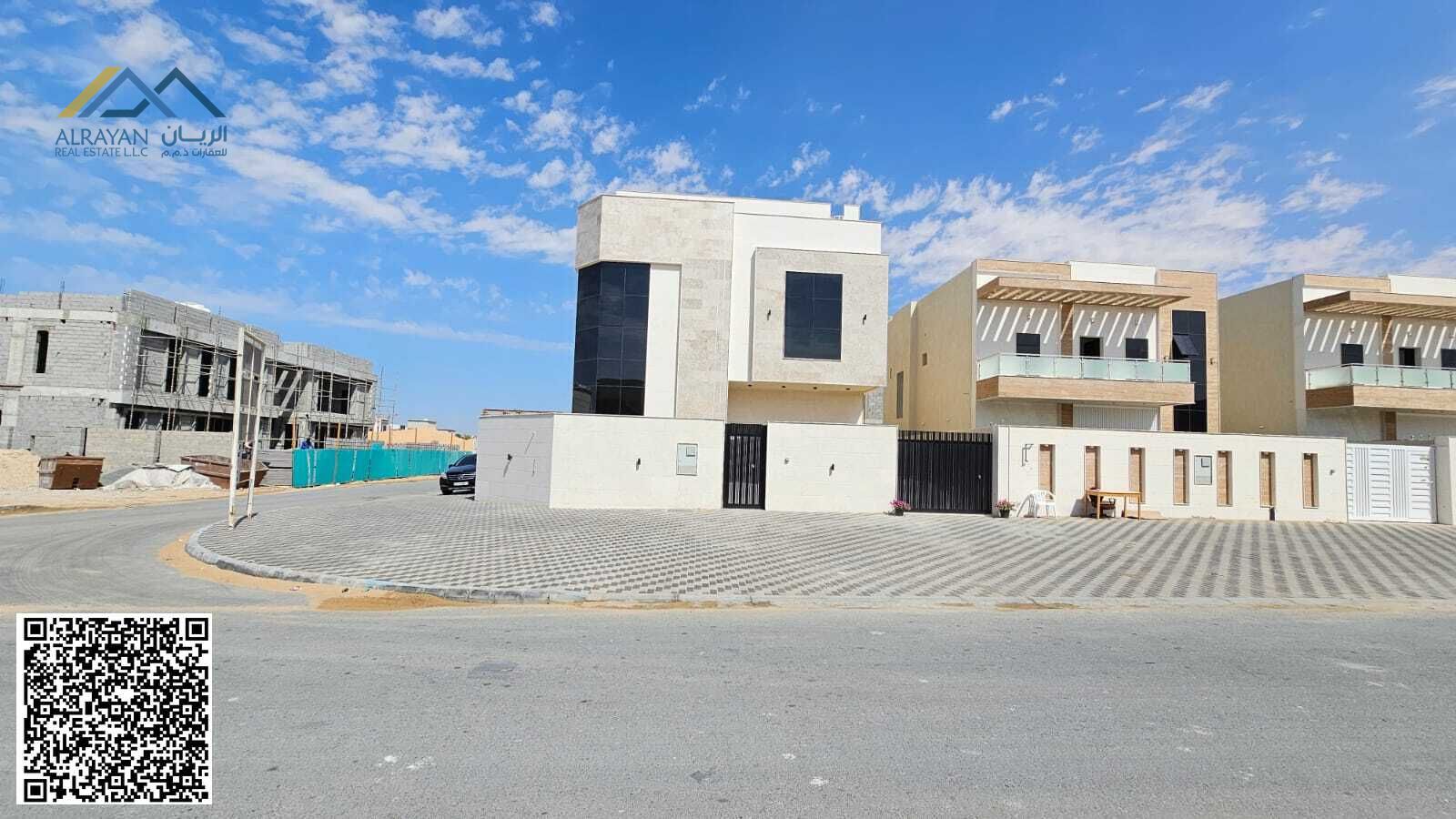 For sale, a luxurious corner villa in Al Zahia with a very large area, new, two floors, at a special price, corner of two streets, including registrat