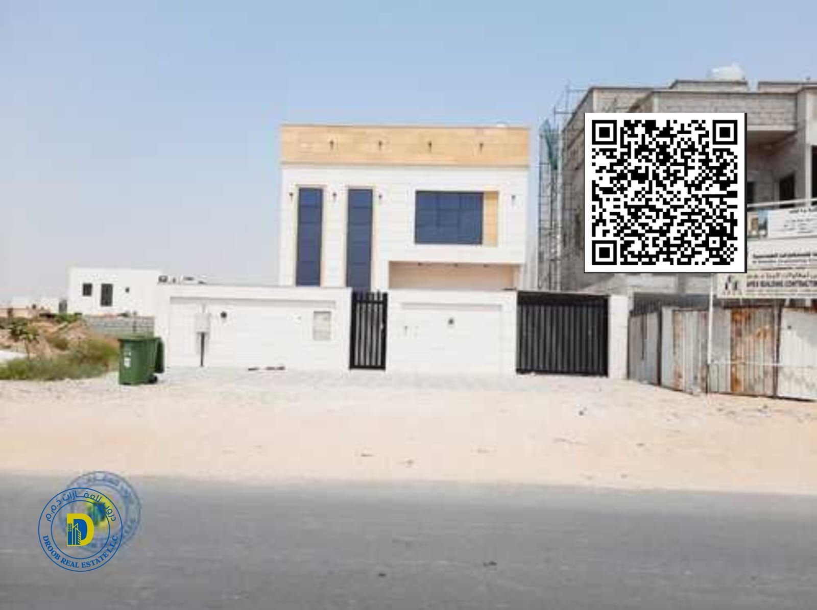 Excellent villa for sale in Al Zahia area, Ajman, 3 rooms, on a main street, modern finishing, price includes water, electricity and air conditioning