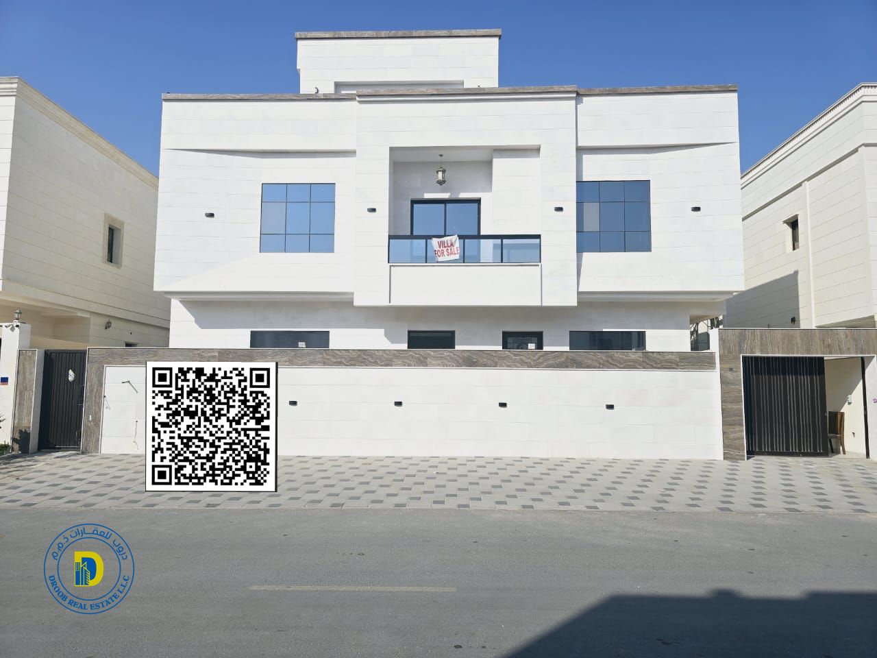 Luxury villa, prime location, behind the mosque, 5 rooms and a roof, for sale in Al Helio area, Ajman, 100% bank financing