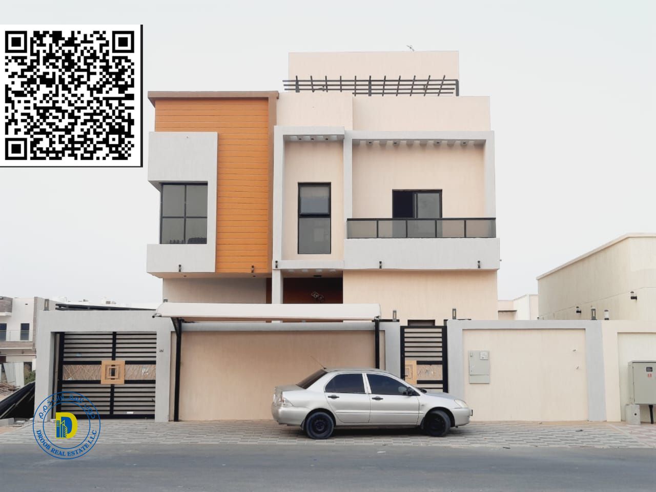 For sale in Al Zahya, Ajman, a luxurious villa with a large plot area, 6 rooms and a roof, at a very special price
