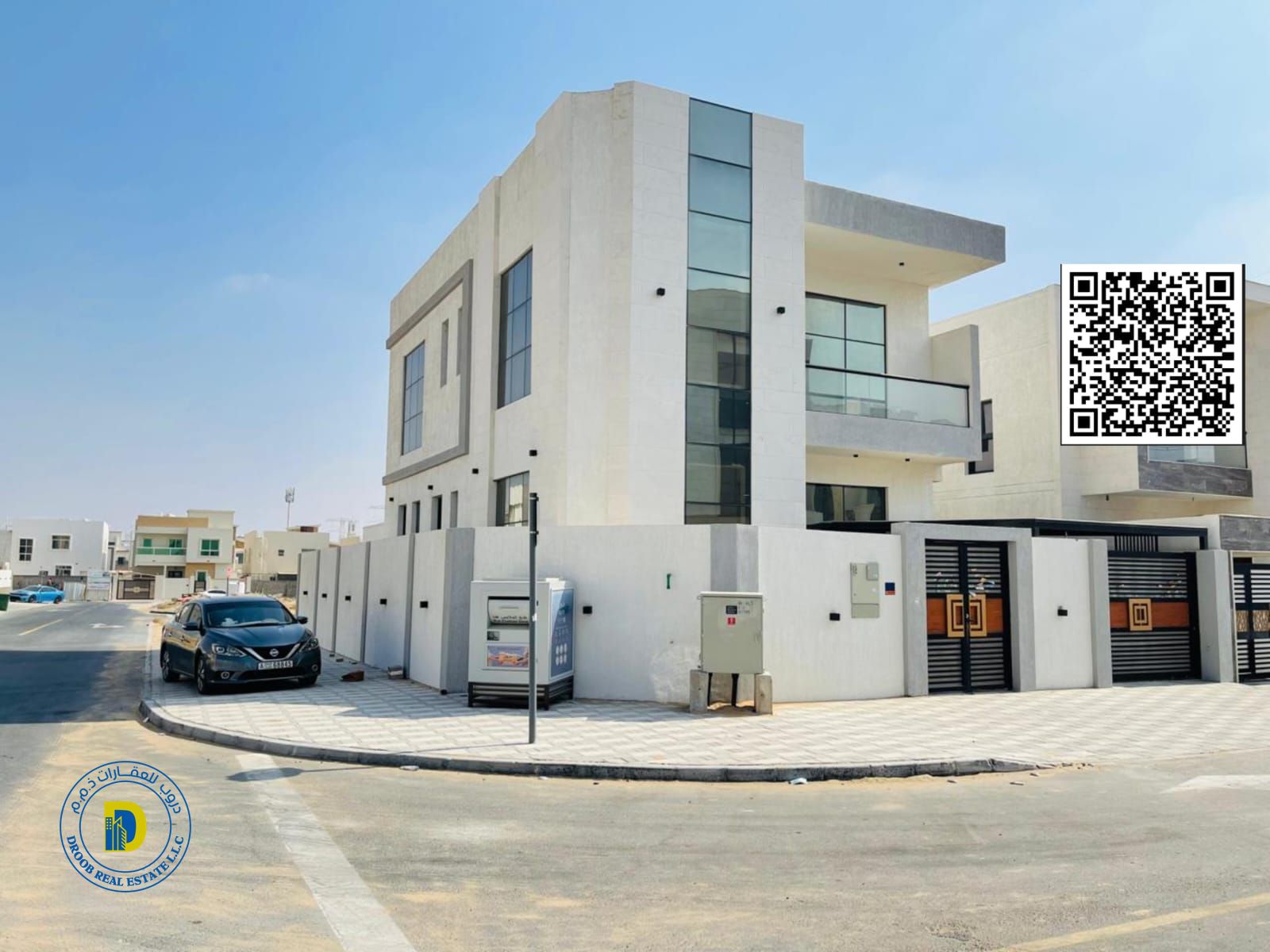 Corner villa at a very special price, 5 rooms, modern finishing, in Al Yasmeen area, Ajman, 100% bank financing