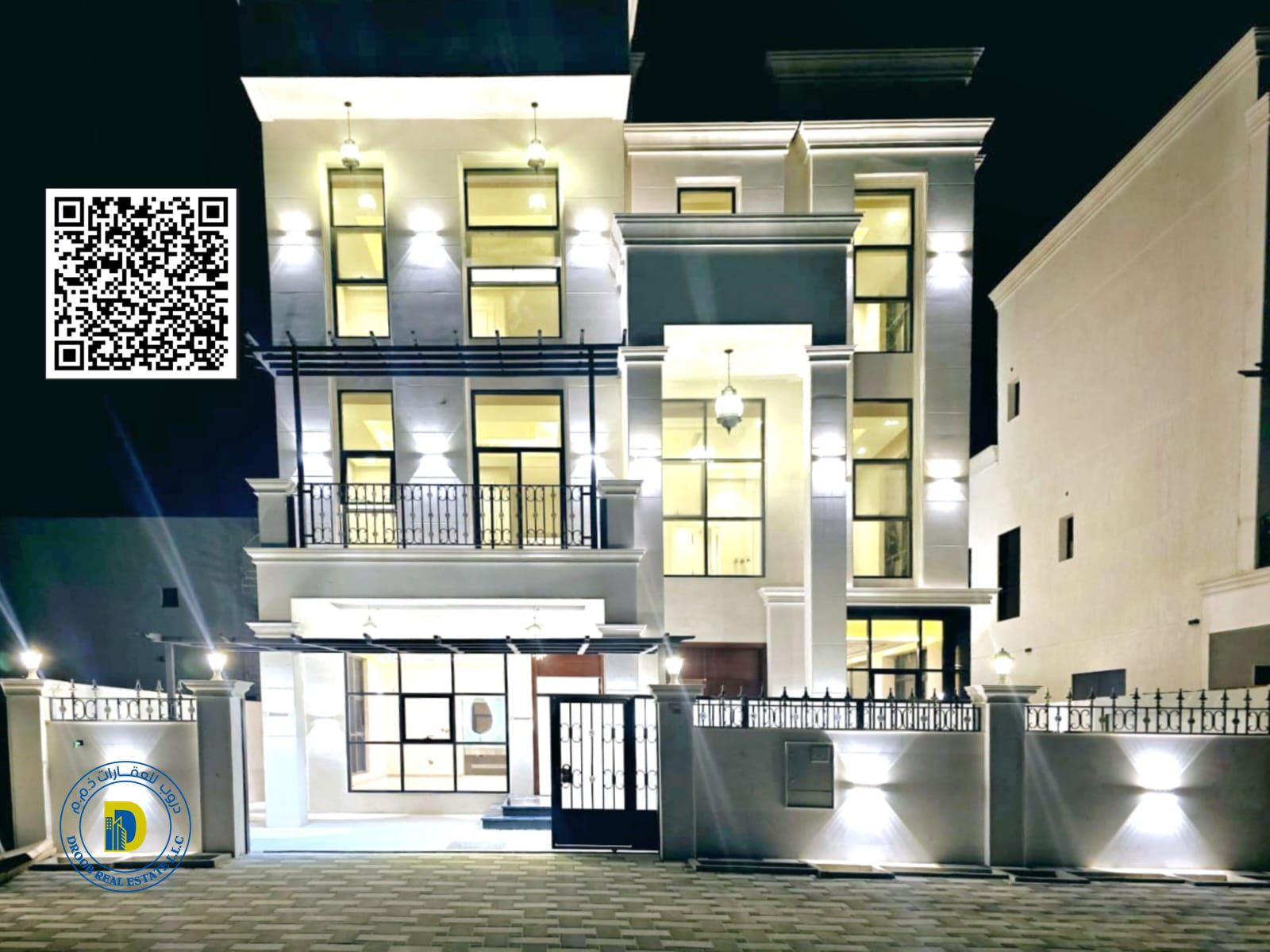 Luxury villa, modern design, 3 floors, roof and swimming pool for sale in Al Zahya, Ajman, at a very special price