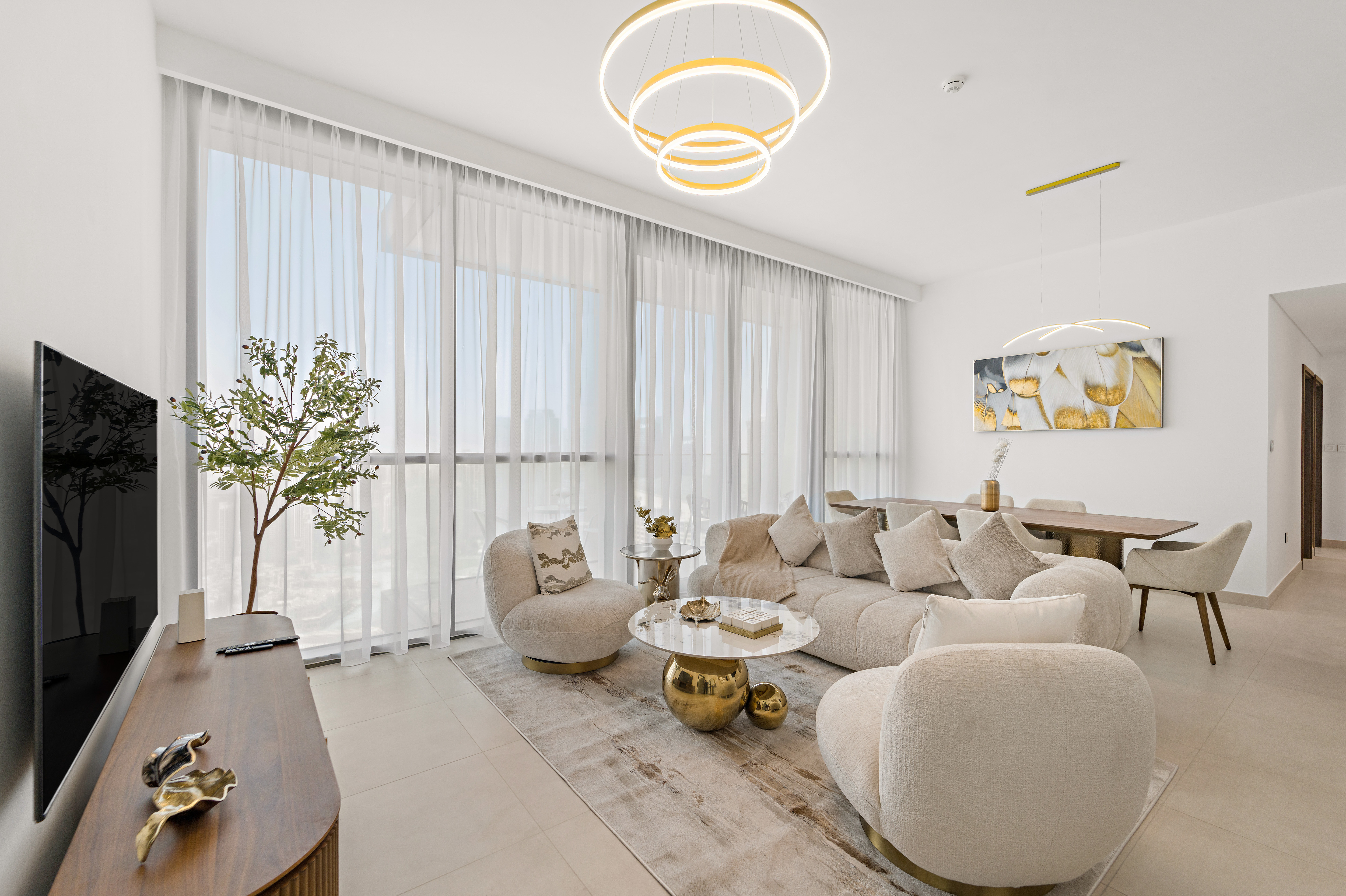 Chic 3BR APT w/ maid's room and Burj Khalifa views | Furnished | Flexible term