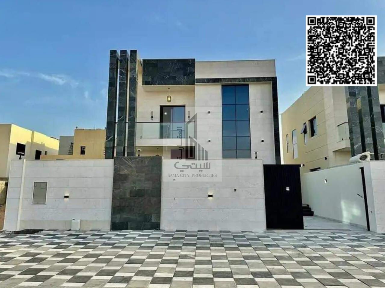 Villa for sale in Ajman, including registration fees, with a modern design and personal finishing, in a distinguished location, freehold