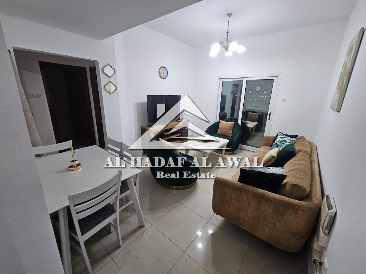 For monthly rent in the Emirate of Sharjah, Al Taawun area, a room and a hall with free internet
