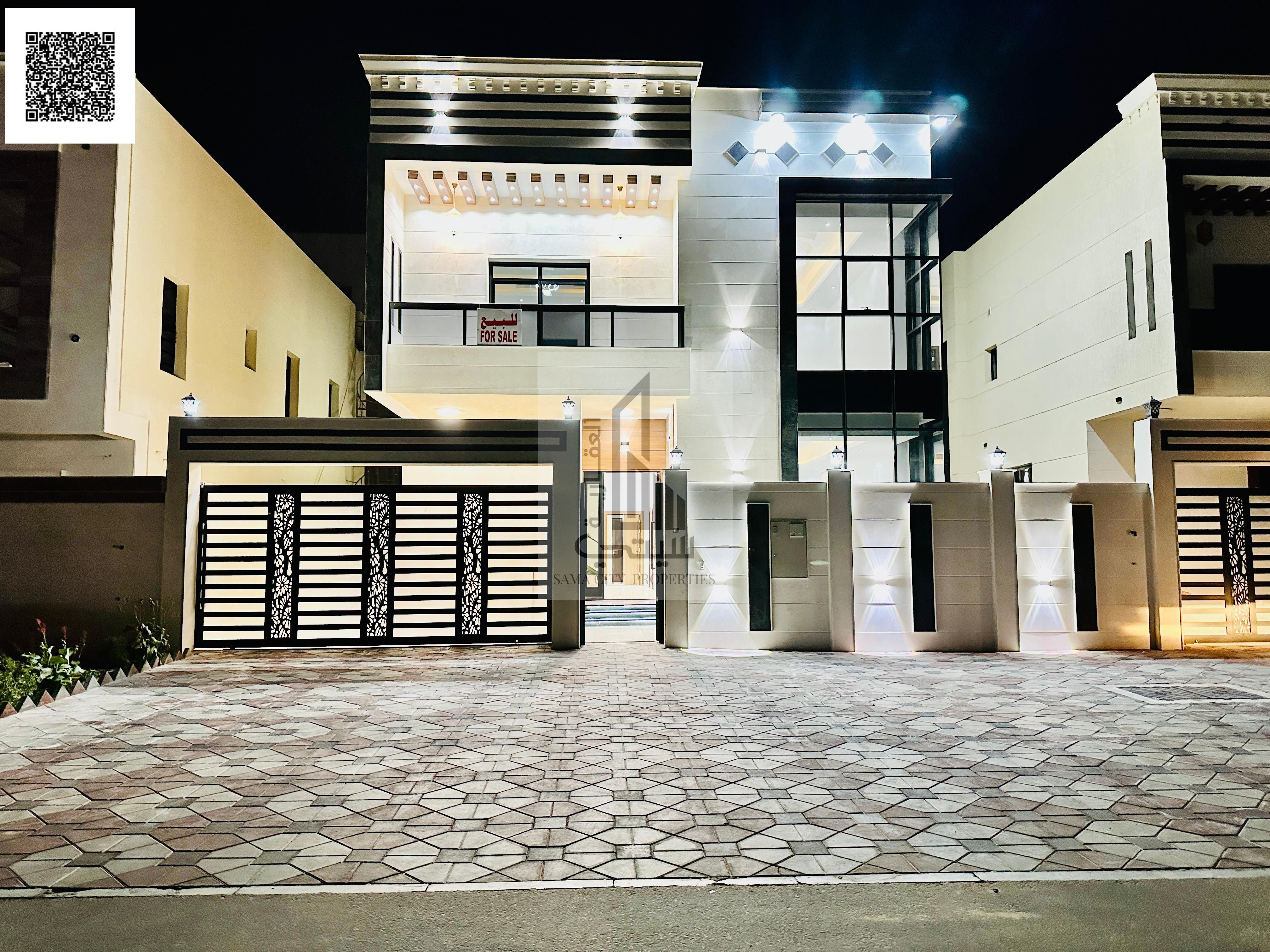 Villa for sale in Al Bahia Features: • 5 master bedrooms • Majlis with bathroom • Living room with bathroom • Main kitchen • Maid's room • Large set