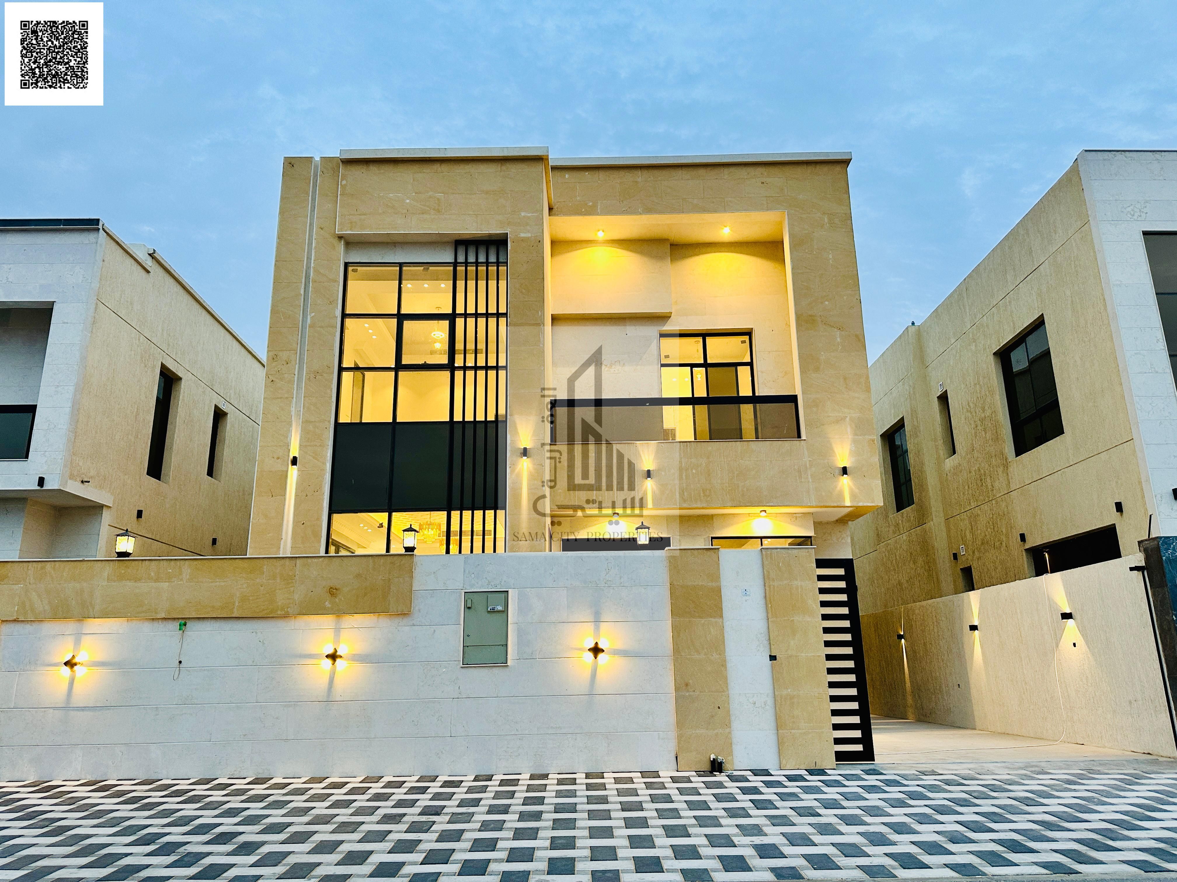 Freehold for all nationalities Villa for sale, modern luxury design Al Yasmeen - Ajman Main Street Land area: 3014 m Building area: 3