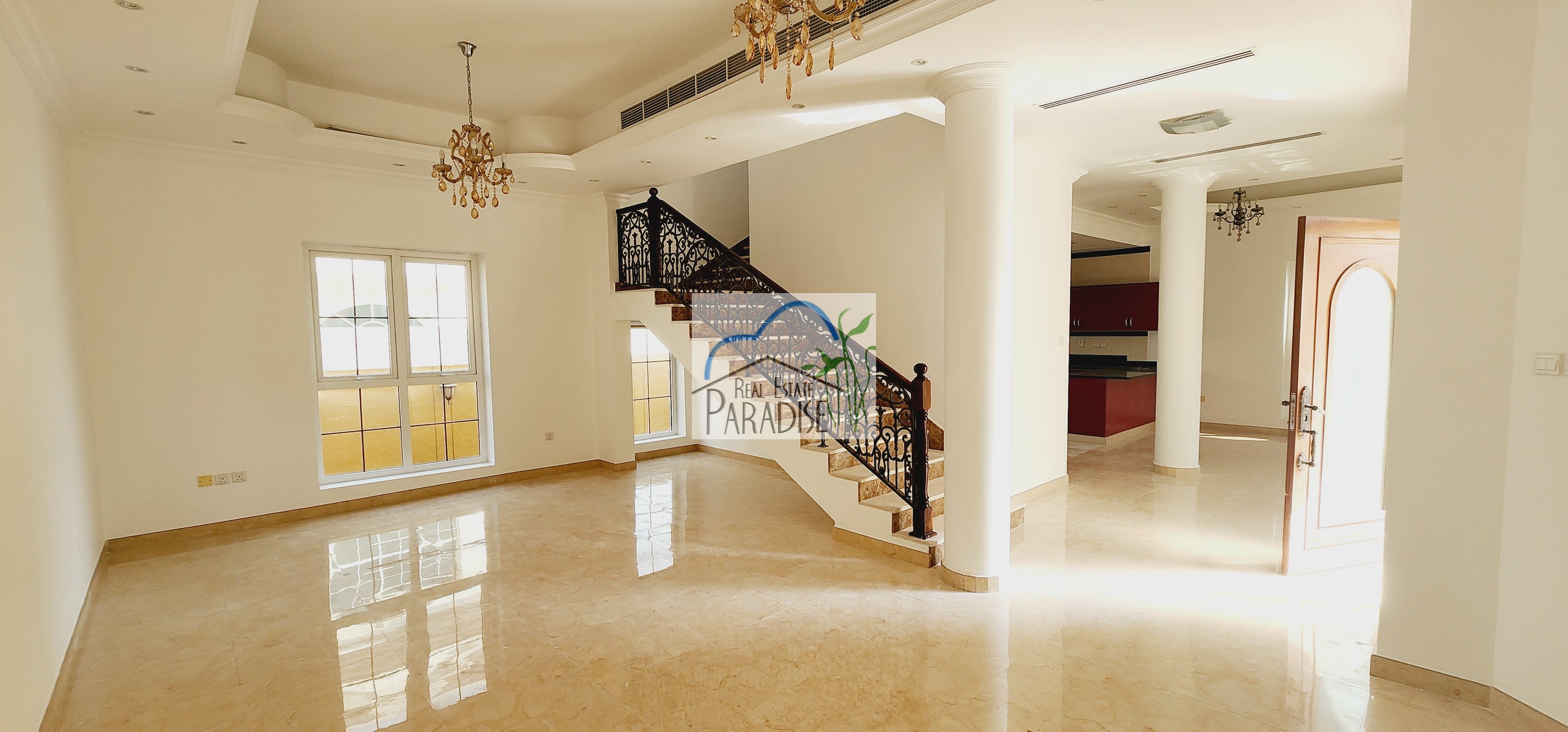 available Away from Fly Zone Private Entrance 4 Bedroom Villa /All Master/shared Swimming Pool /Maid Room/Laundry Room/Store Room/ for rent in Mirdif/