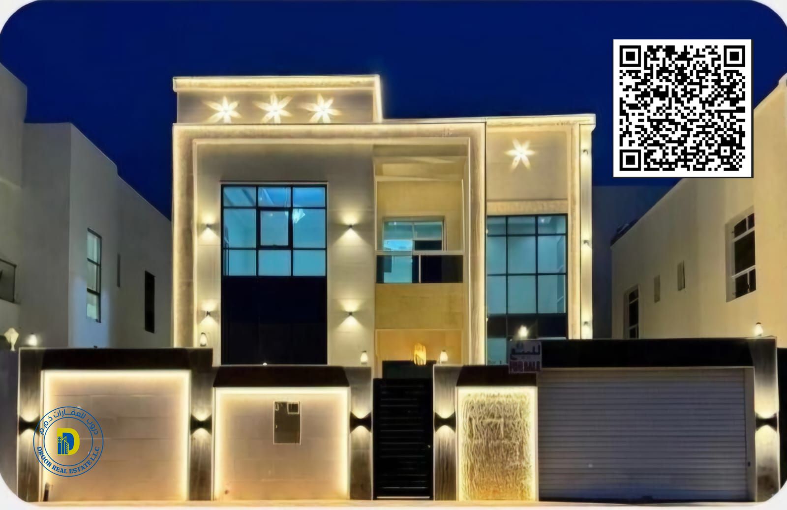 For sale, a modern, 5-room villa in Al Yasmeen area, Ajman, main street, bank financing and freehold for all nationalities
