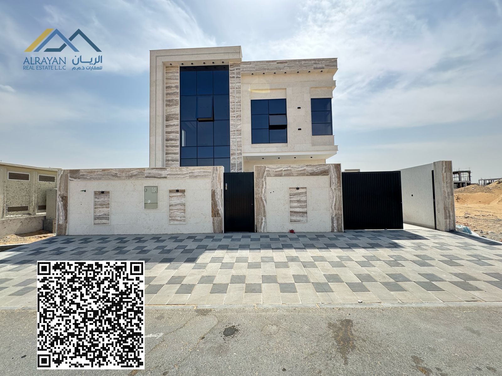 Villa for sale, modern design, in a very distinguished location in Al Zahya area, close to all services and the park, including registration fees