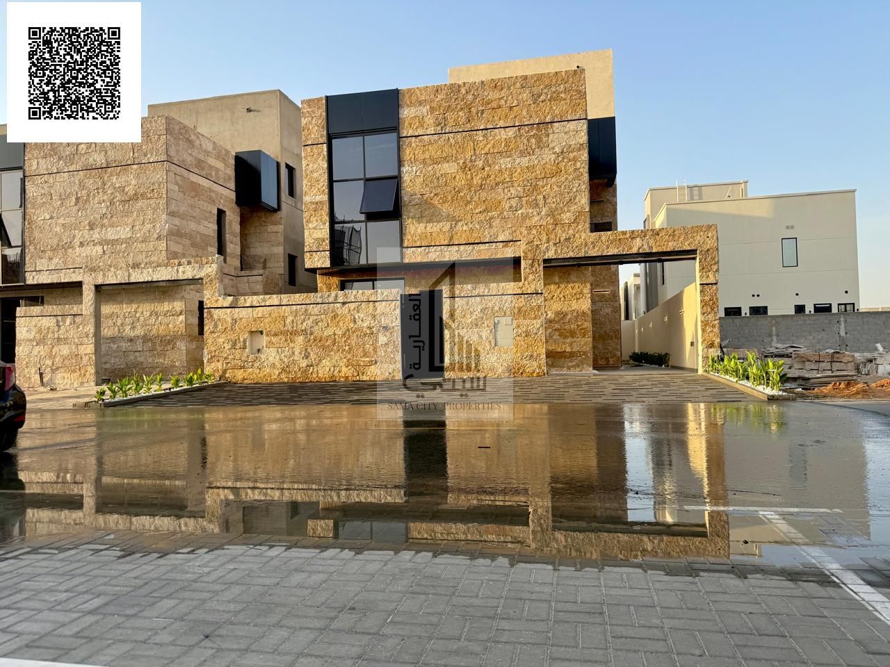 Villa for sale in Al Bahia Features: • 6 master bedrooms • Majlis with bathroom • Living room with bathroom • Main kitchen • Maid's room • Large set