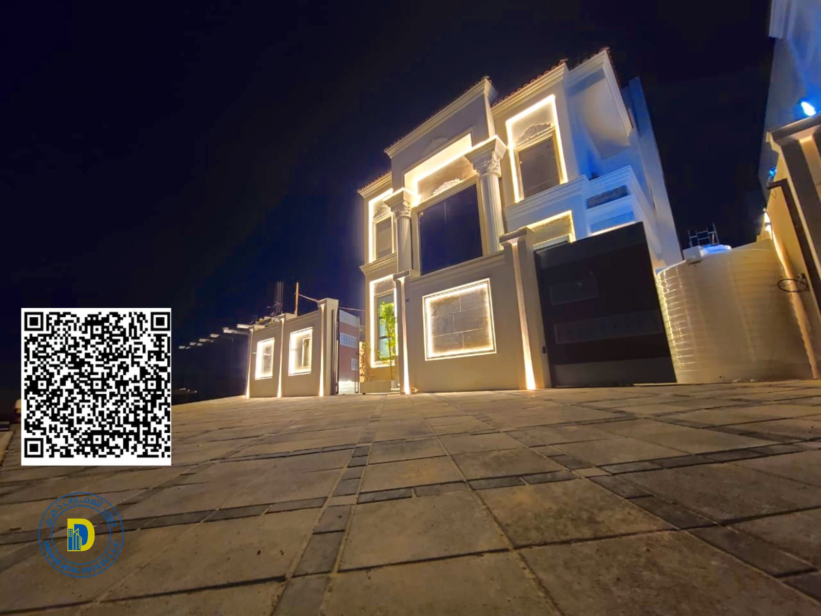 Registration fees included, 5BR villa with roof in Al Bahia area, Ajman, super deluxe finishing, freehold , bank financing