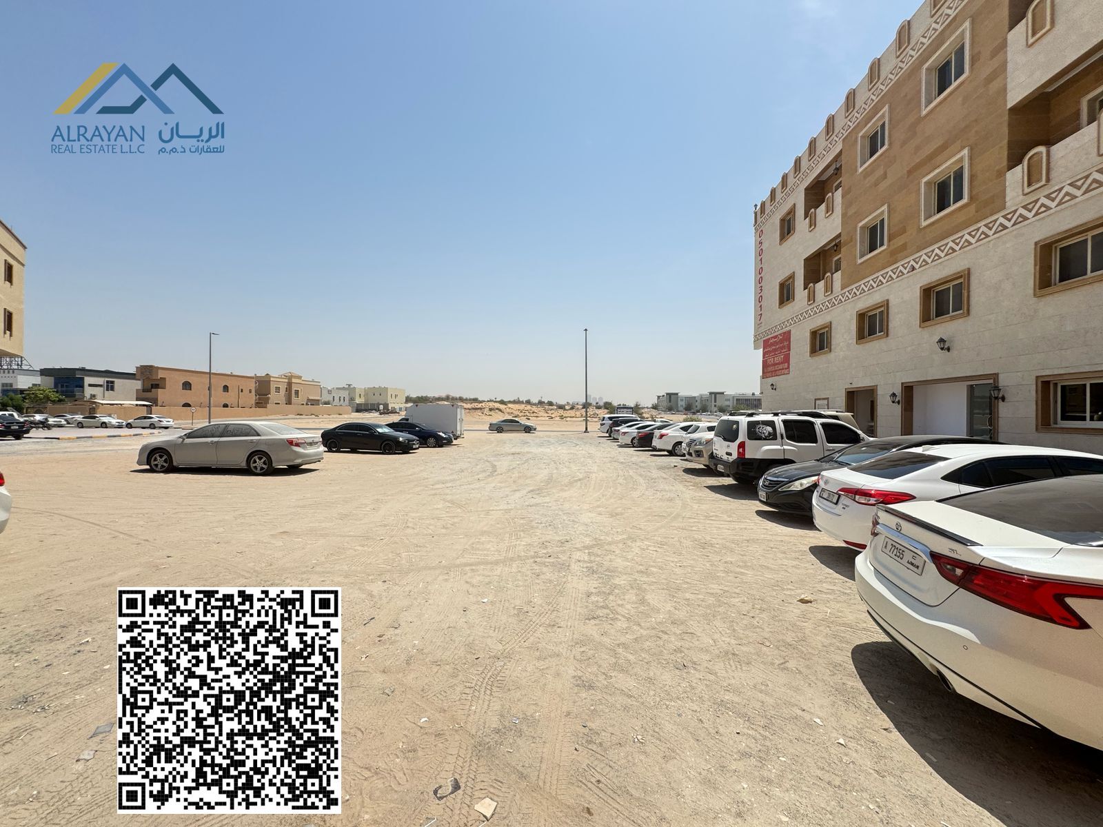 A residential and commercial corner plot of land in Al Muwaihat 1, freehold for all nationalities, close to all services