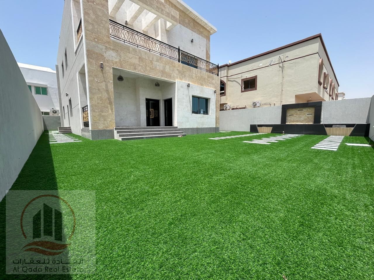 For rent , a villa in Ajman Al Yasmeen, 5 master rooms, a Majles room, a hall, and a maid’s room, freehold for all nationalities, Installment with out