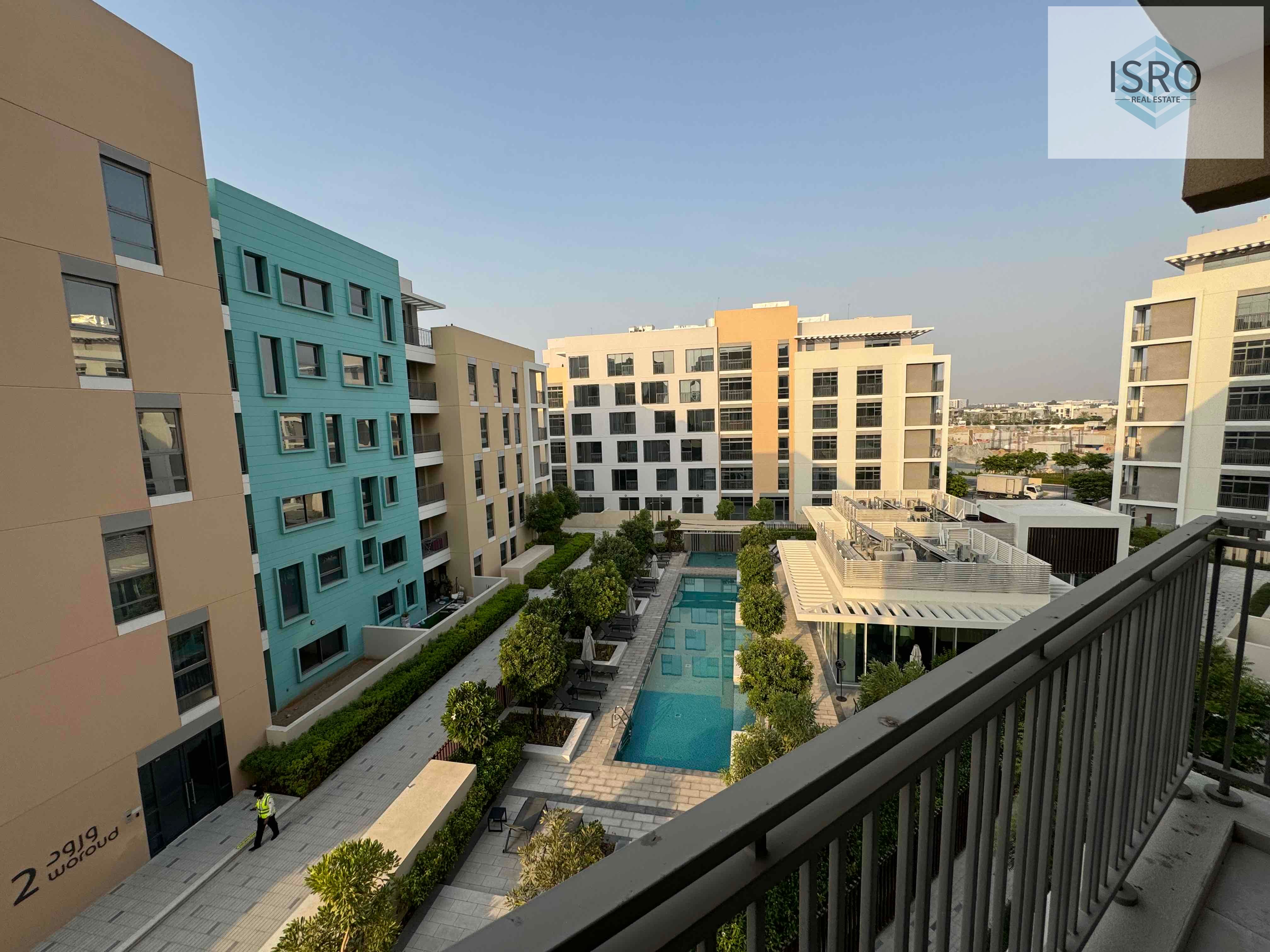 Pool view !! 1-BHK with 2-Bath and semi close kitchen