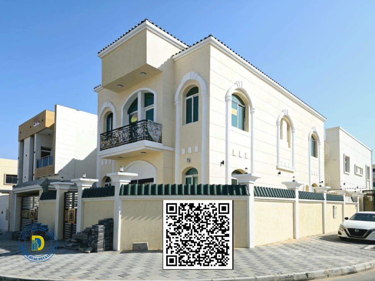 For sale, a corner villa with 5 rooms and a roof, at a very special price in the Jasmine area, Ajman