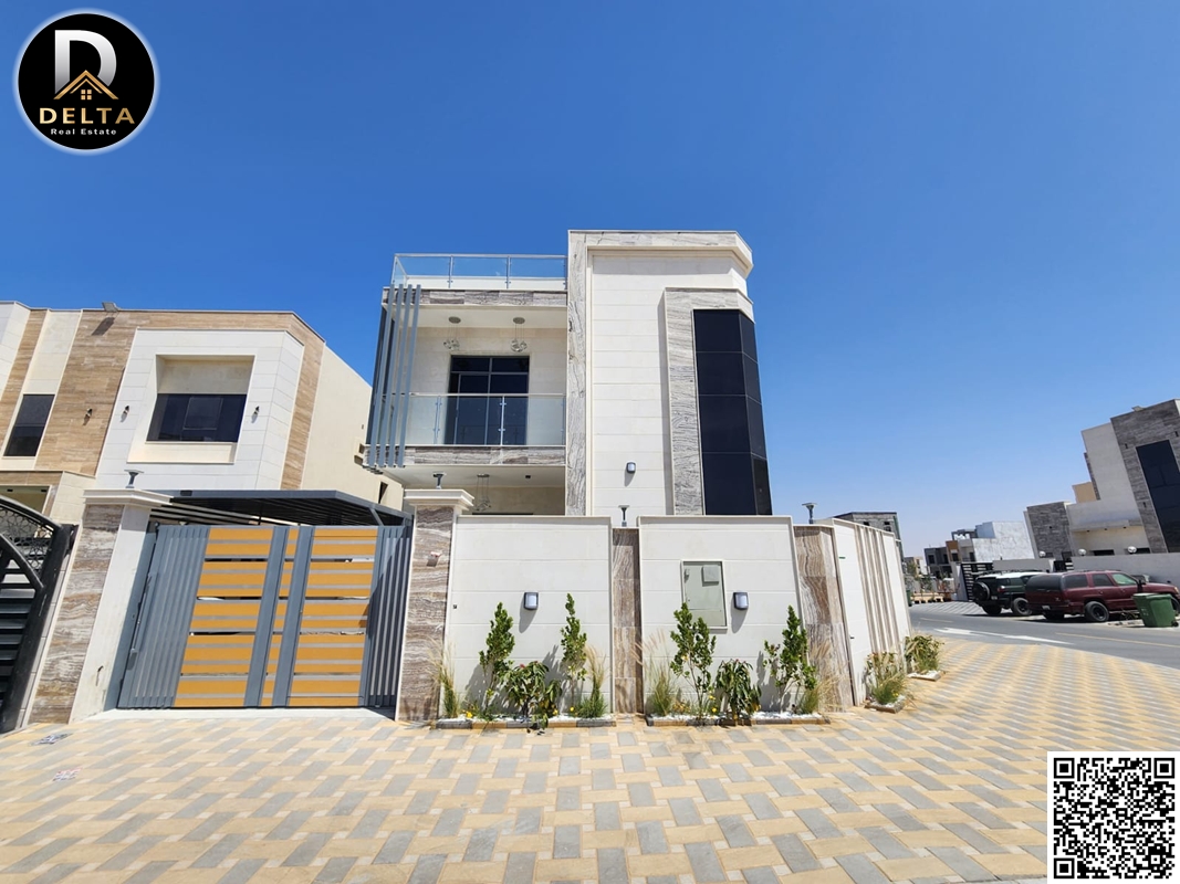 At the price of a snapshot of a villa near the mosque, one of the most luxurious villas in Ajman, designed by palaces, with super deluxe finishes, and