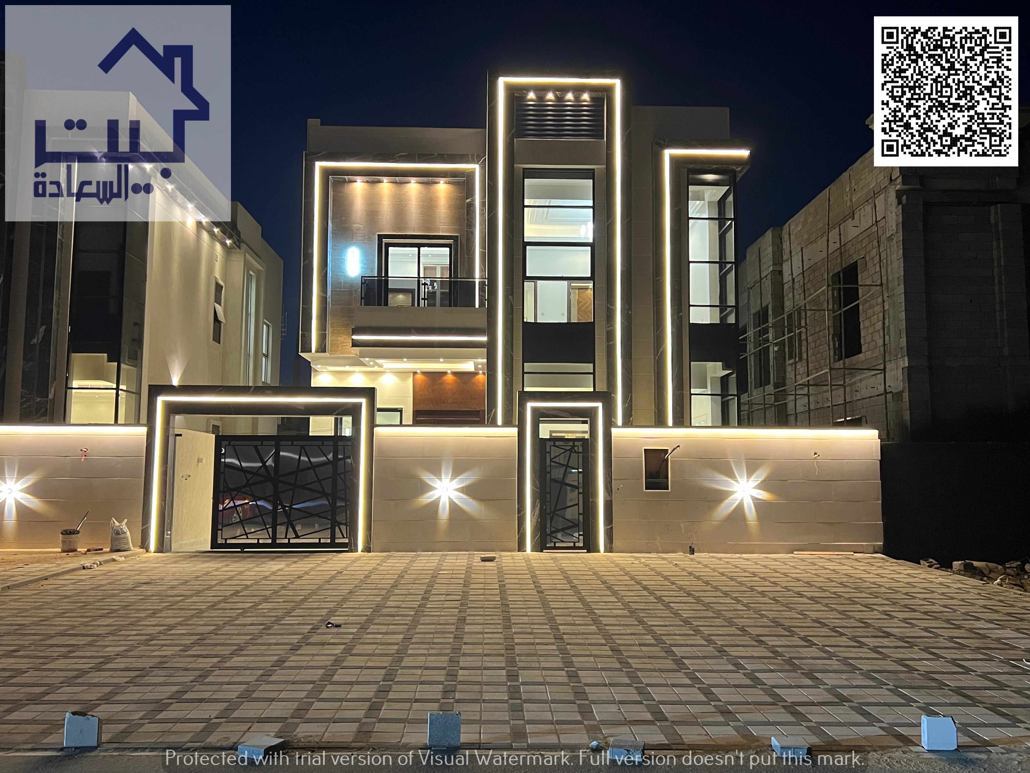 The villa of your dreams, including registration fees, on Sheikh Mohammed bin Zayed Road, a large setback in front of the villa, very luxurious finish