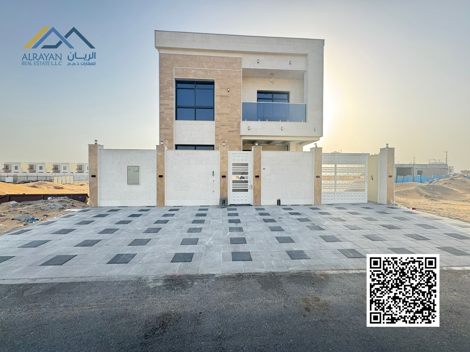 Opposite Azha Al Amerah community, 6 rooms, a huge villa, including registration fees, freehold for all nationalities, Al Waha 1 plan