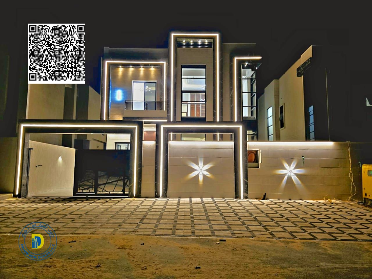 For sale, a modern villa with 5 rooms, including registration fees, in the Al Helio area, Ajman, super deluxe finishing, freehold , bank financing