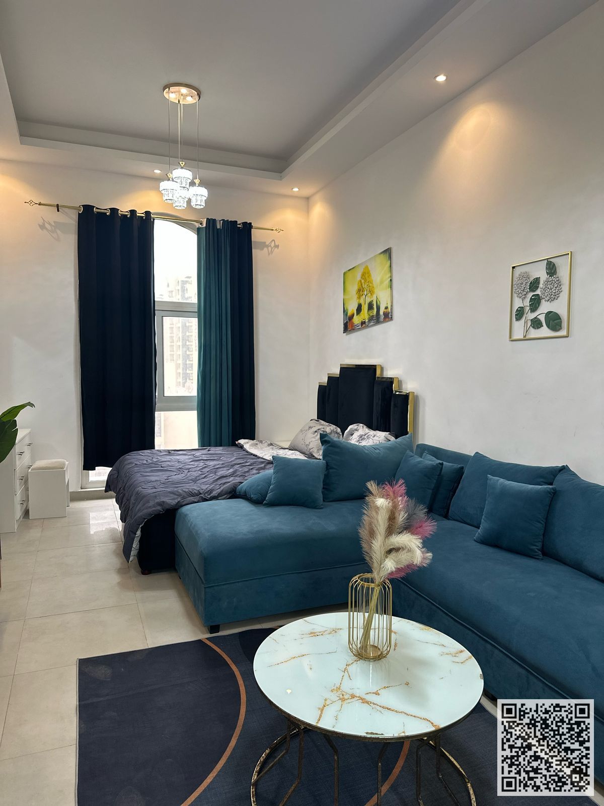 The most beautiful furnished studio with a separate kitchen for monthly rent in Ajman - Al Rashidiya 1 - next to Al Waha Towers
