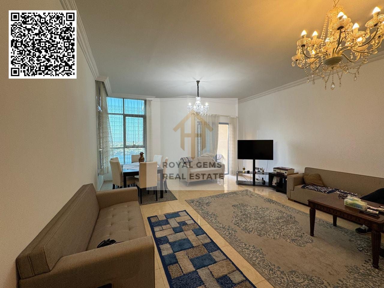 For Rent < 2Bhk furnished + maidroom + sea view + prime location al khor tower + freehold 100% everyone