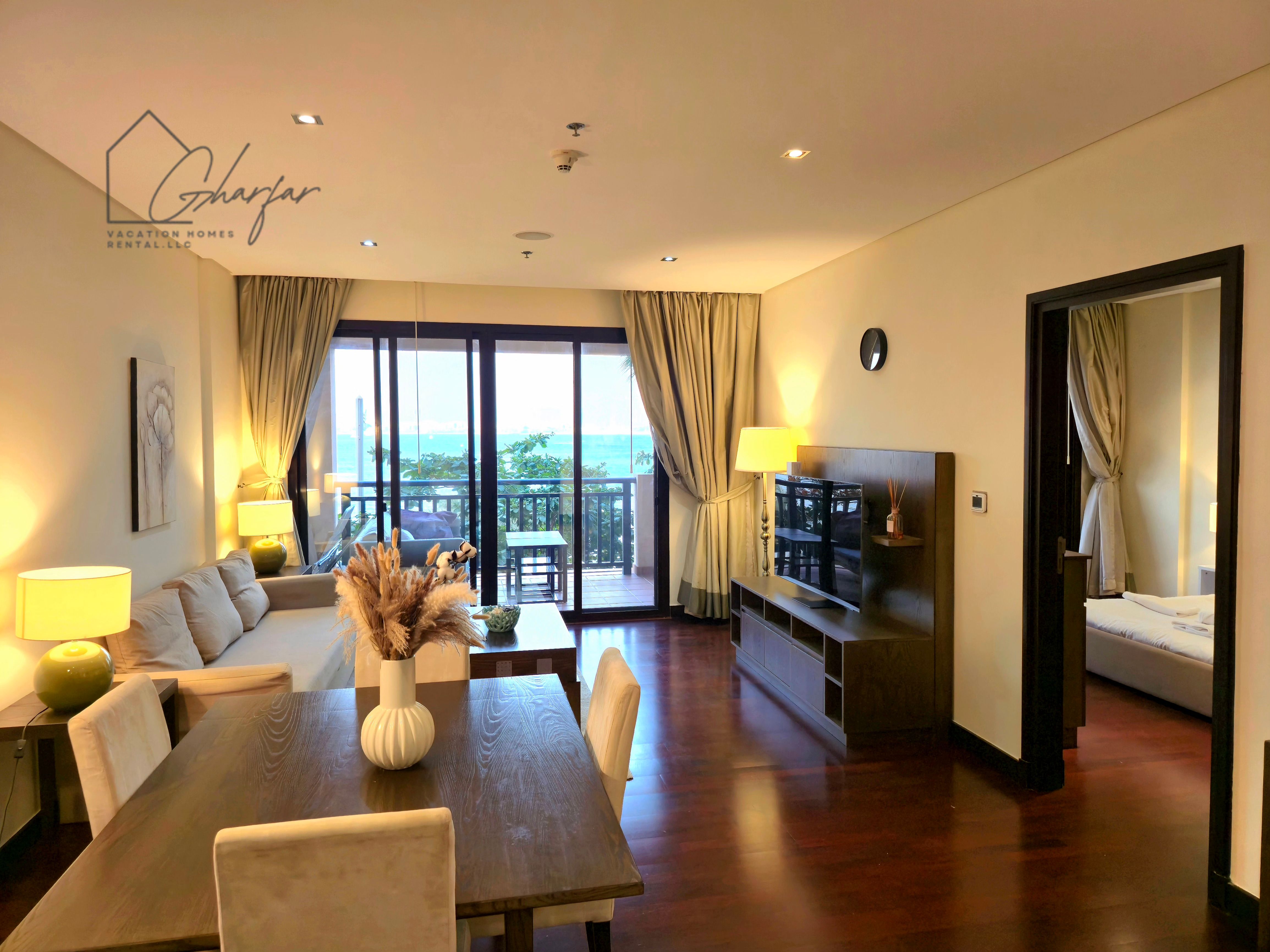 Palm Escape | Beachfront 1BR in Royal Amwaj | Burj View + Private Balcony