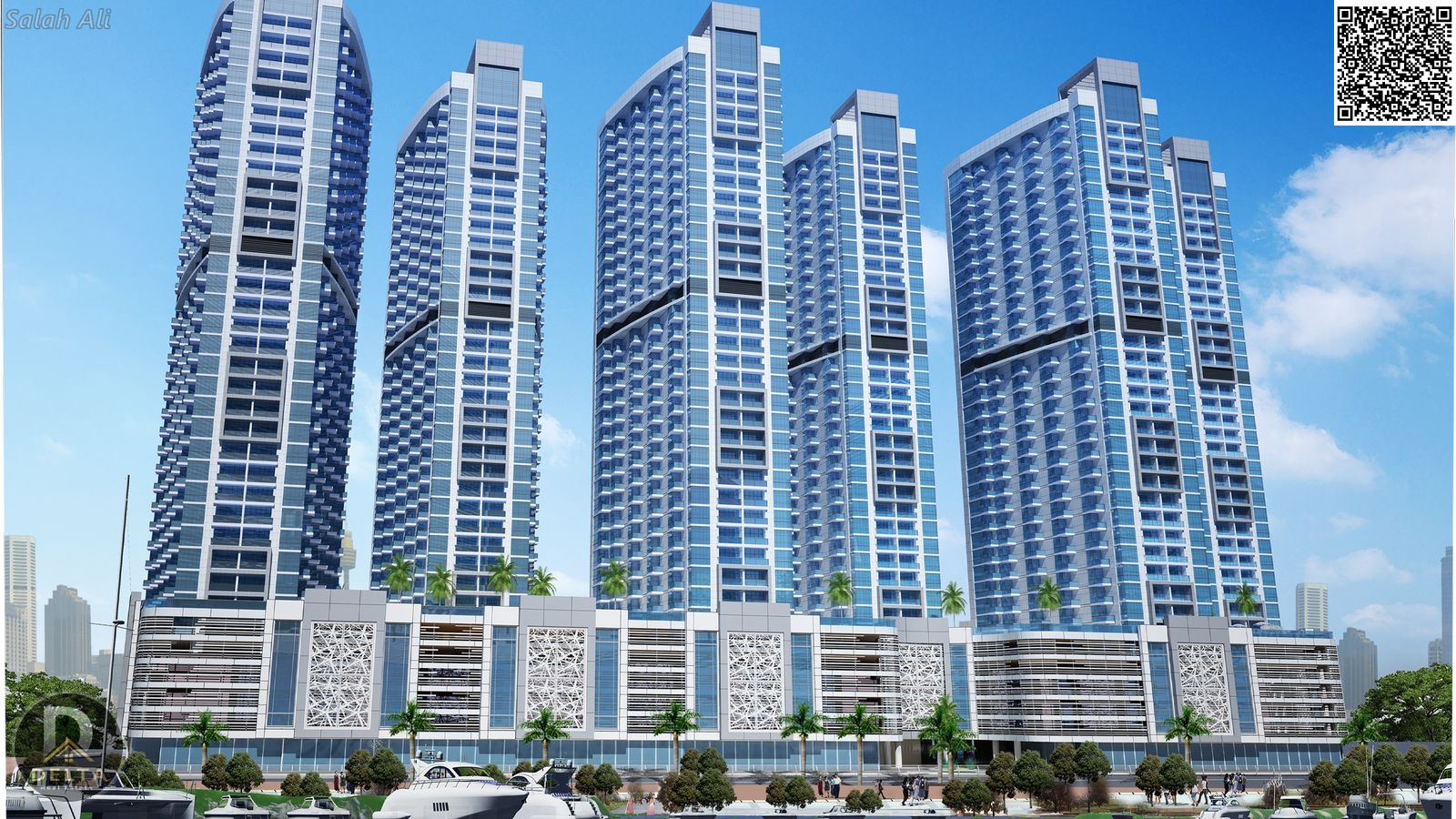 For sale (bedroom and hall) in Ajman Creek Tower - Tower 1 | Enchanting view of the creek and at an excellent price!