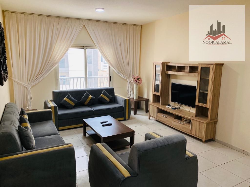 Sharjah - Al Taawun - Apartment with one bedroom, a hall, a kitchen, and two bathrooms