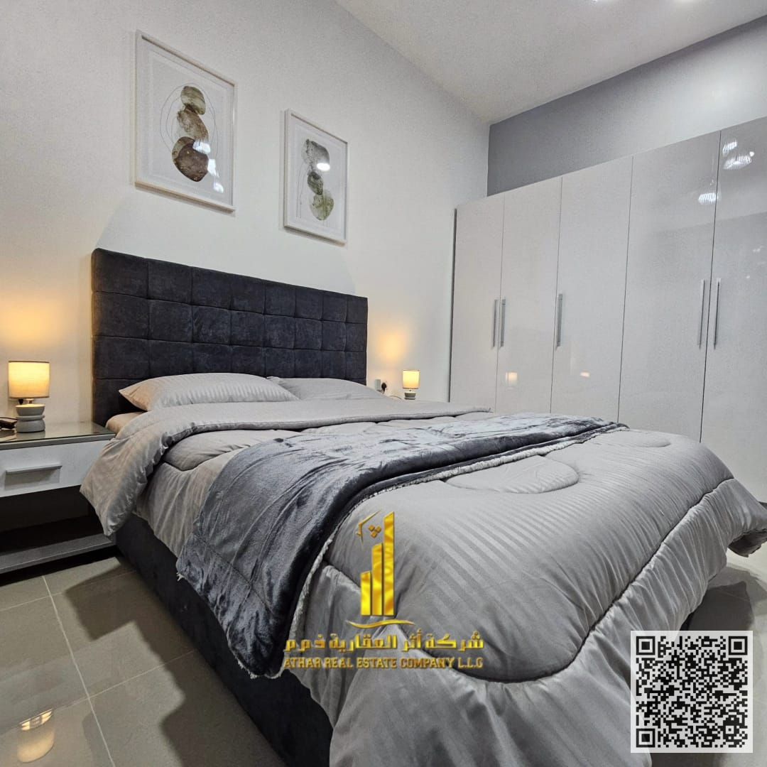 The most beautiful furnished one-bedroom apartment with a balcony for monthly rent - in Ajman - Al Jurf - next to Al Aqsa School