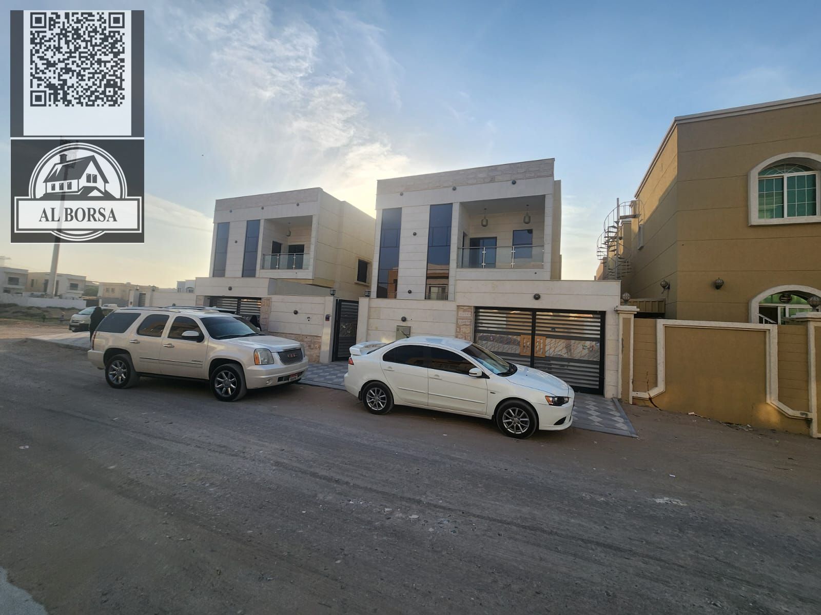 For sale, two villas in Al Muwaihat 3, close to services and the main street, five rooms, a living room, and a maid's room
