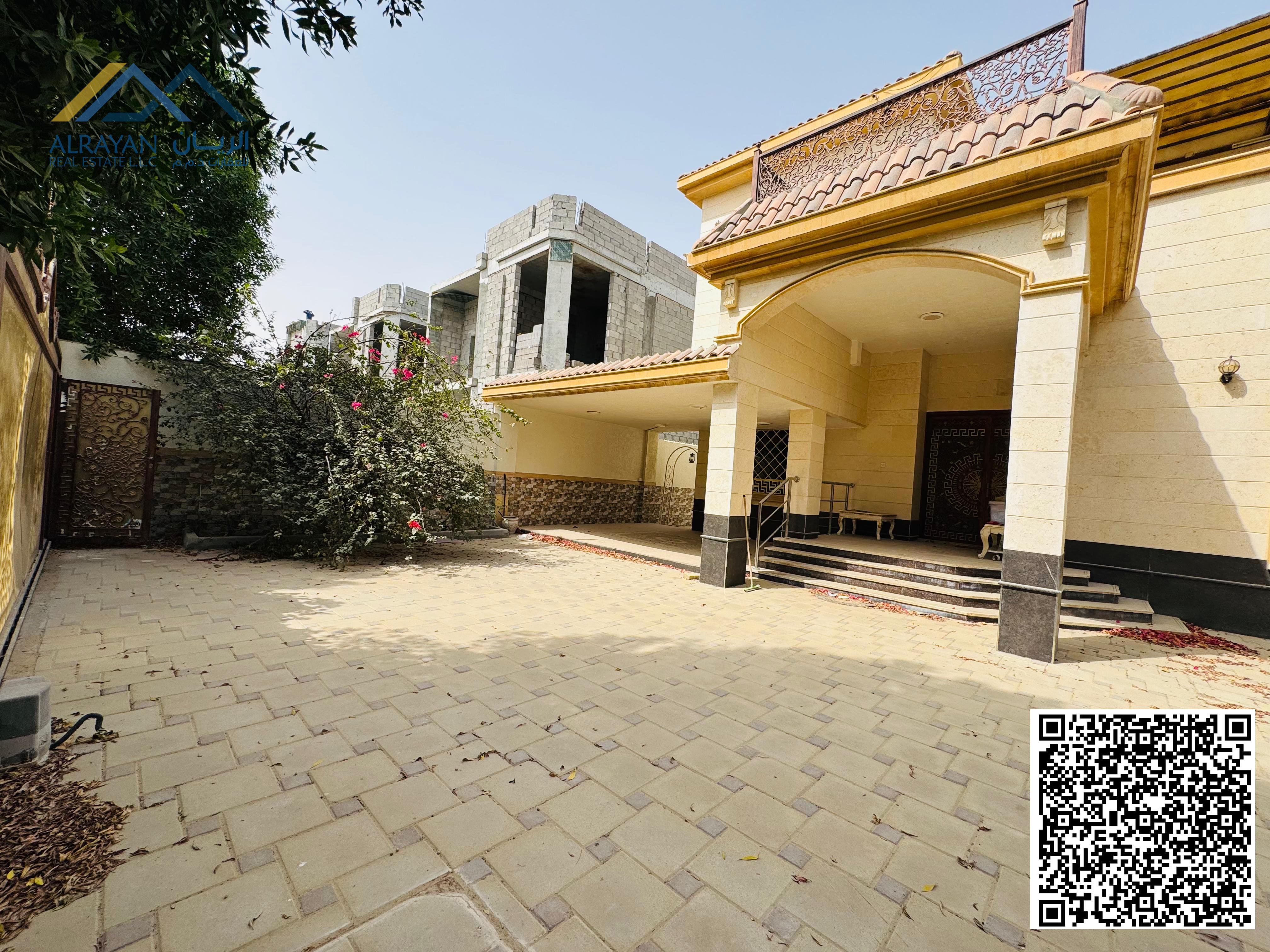 Luxury villa in a prime location in Al Rawda 3, Ajman. The price includes water, electricity, and air conditioning. On the main street.