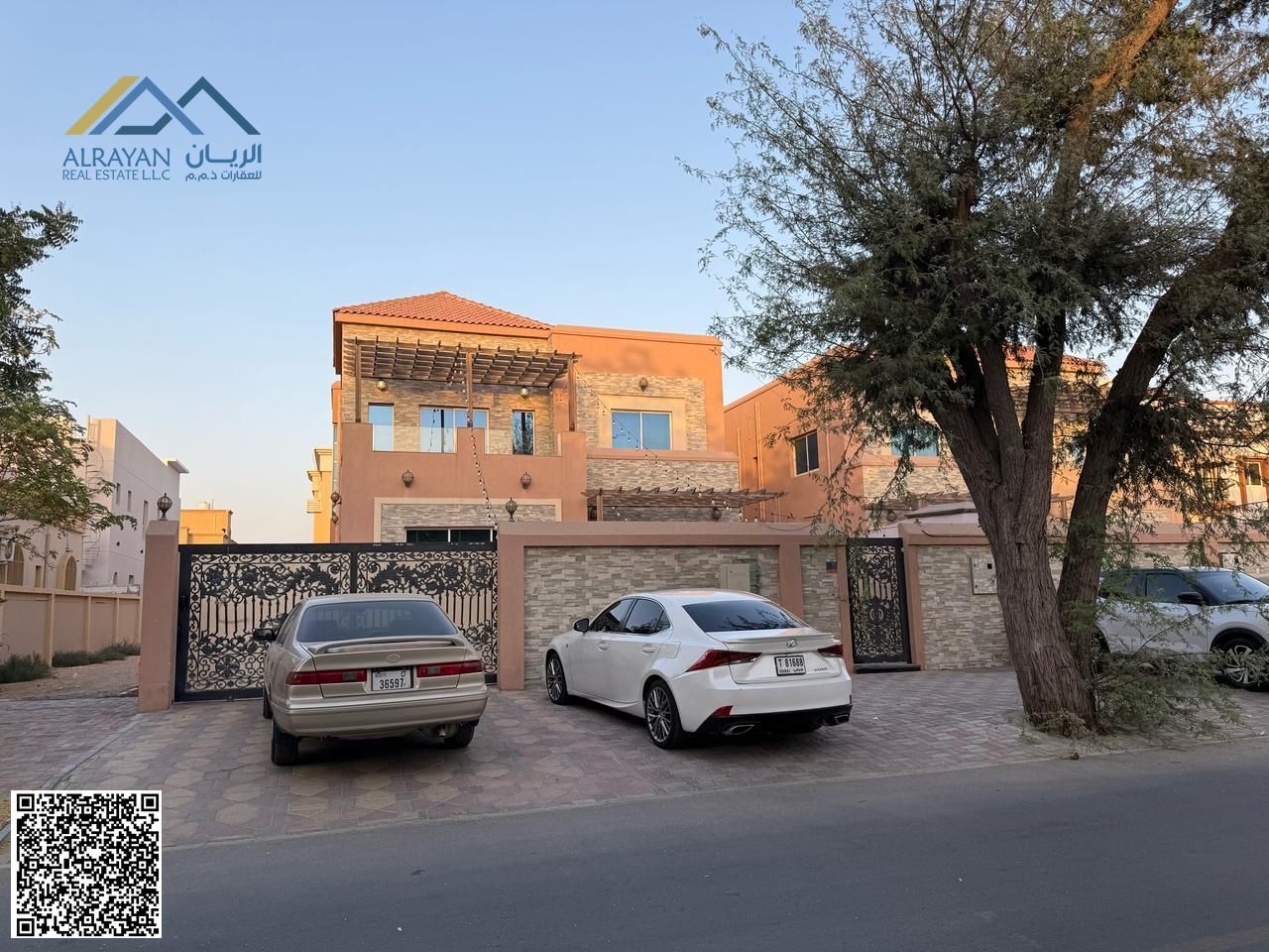 For sale, a luxurious stone-clad villa in Al Rawda 3, Ajman.