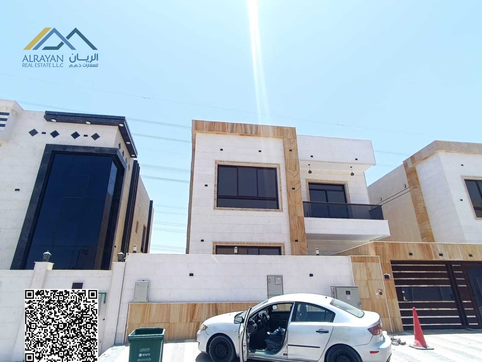 Villa for rent in a very distinguished location opposite Rahmaniya, Sharjah, and close to all services. Two floors with a roof. Large room spaces.