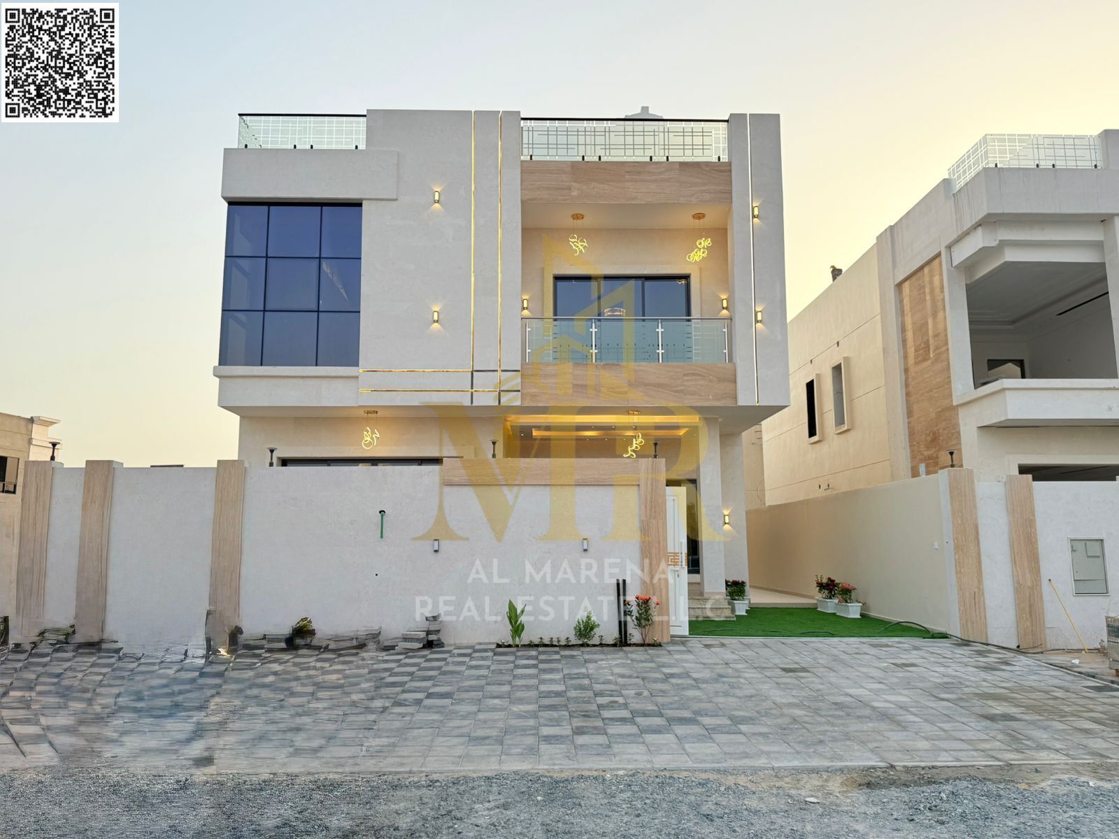 For Sale – Luxury Villa on Main Road in Al Helio 2 – Ajman | 6 Master Bedrooms | 2 Floors + Rooftop | 4,180 sq. ft. Built-Up Area | Fully Furnished