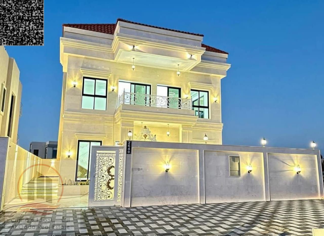 For sale: Villa in Al Zahia, Ajman. 4 master bedrooms, a living room, and a maid's room. Freehold for all nationalities. Bank financing is possible wi