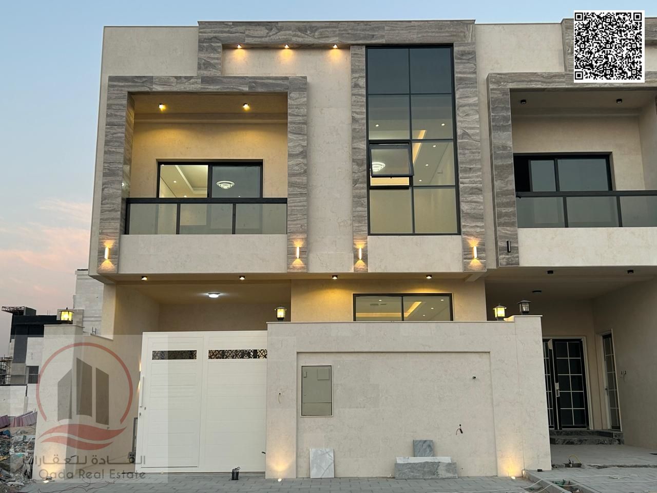 Townhouse for sale in Ajman, Al Helio 2 area (4 master bedrooms + majlis + hall with sinks) including registration fees