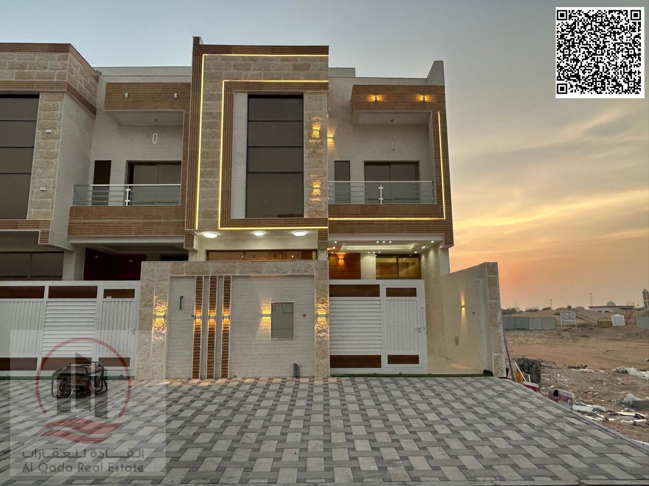 Villa for sale in Ajman, Al Helio 2 area, including registration fees (4 master bedrooms + large living room + large hall + maid's room)