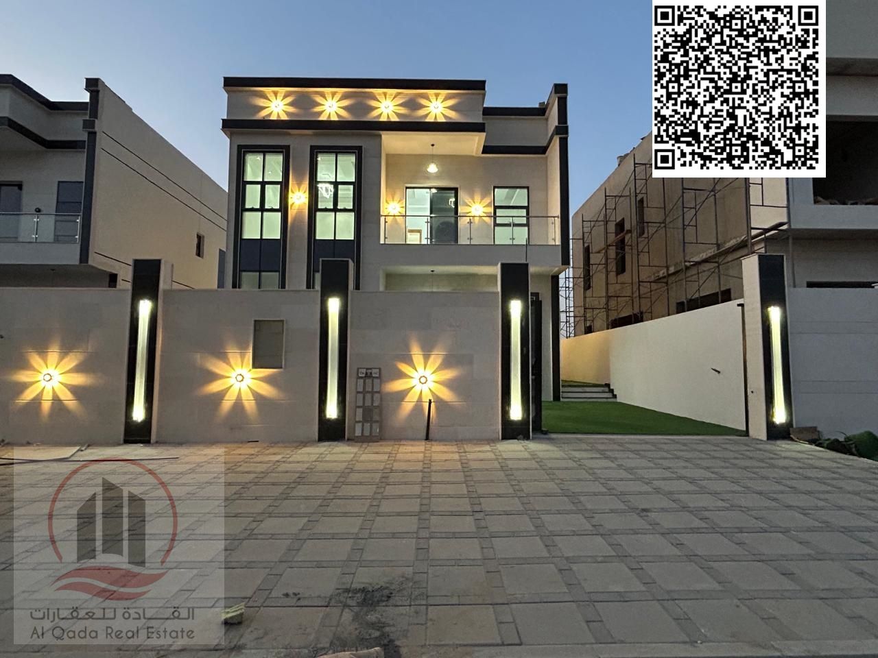 Villa for sale in Ajman, Al Helio 2 area, including registration fees (3 master bedrooms + large living room with sinks + large hall + maid's room + e