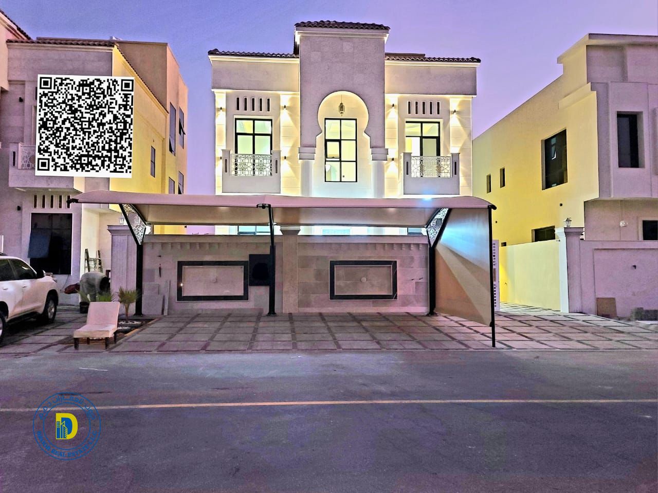 For sale, a villa in an excellent location in the Al-Amera area, 6 rooms and a roof, super deluxe finishing, bank financing, freehold
