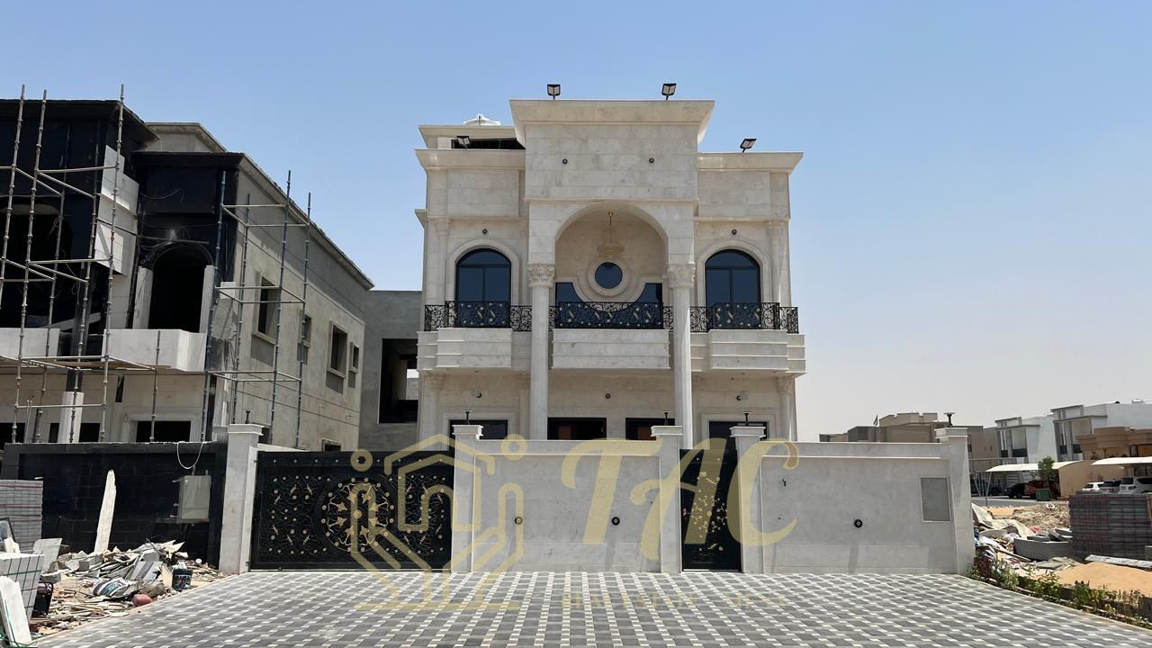 Villa for sale in Al Zahia, Ajman, new, first inhabitant, central air conditioning, 5 rooms, a living room, a hall, and a maid's room