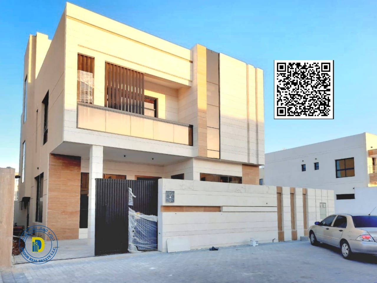 For sale in Al Bahia, a 6-bedroom villa with a roof. The price includes registration and ownership fees.