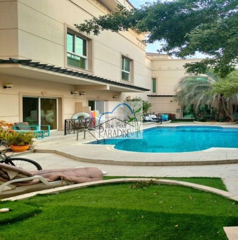 Available private entrance /3 Bedrooms villa/with maids room/4 Bathrooms shared s/pool/private back yard/fitted kitchen/4 parking/ for rent in mirdif